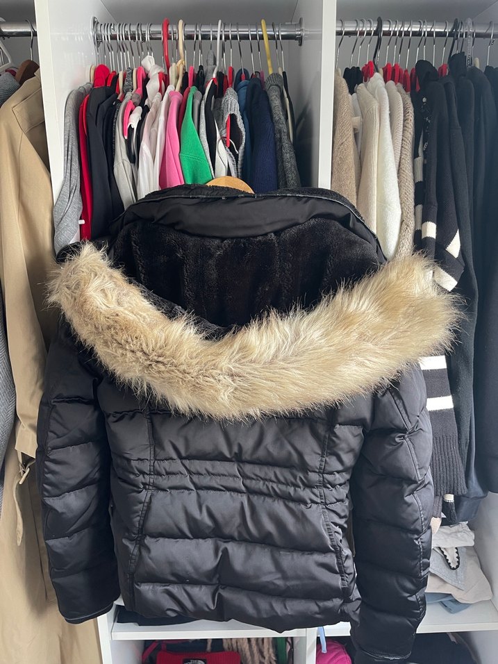 Zara Kürk Detaylı Siyah Kadın Kaz Tüyü Kışlık Mont - Görsel 3