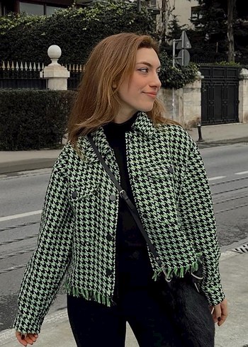 Koton Rachel Araz Kazayağı Desenli Kadın Ceket