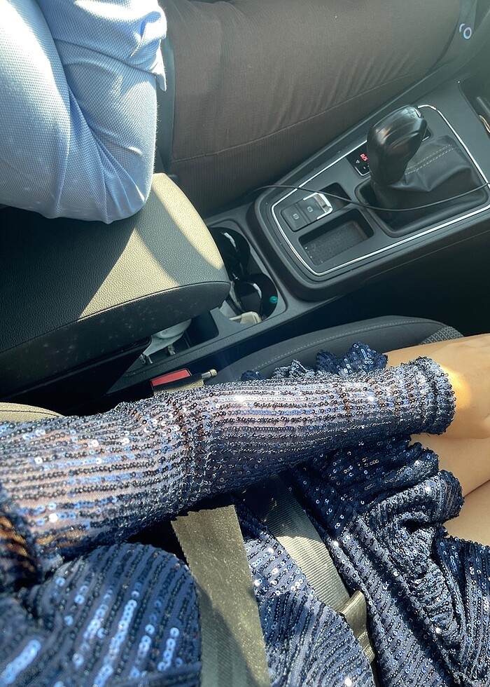 Gira Offical Lacivert Payetli Tek Omuz Elbise - Görsel 4