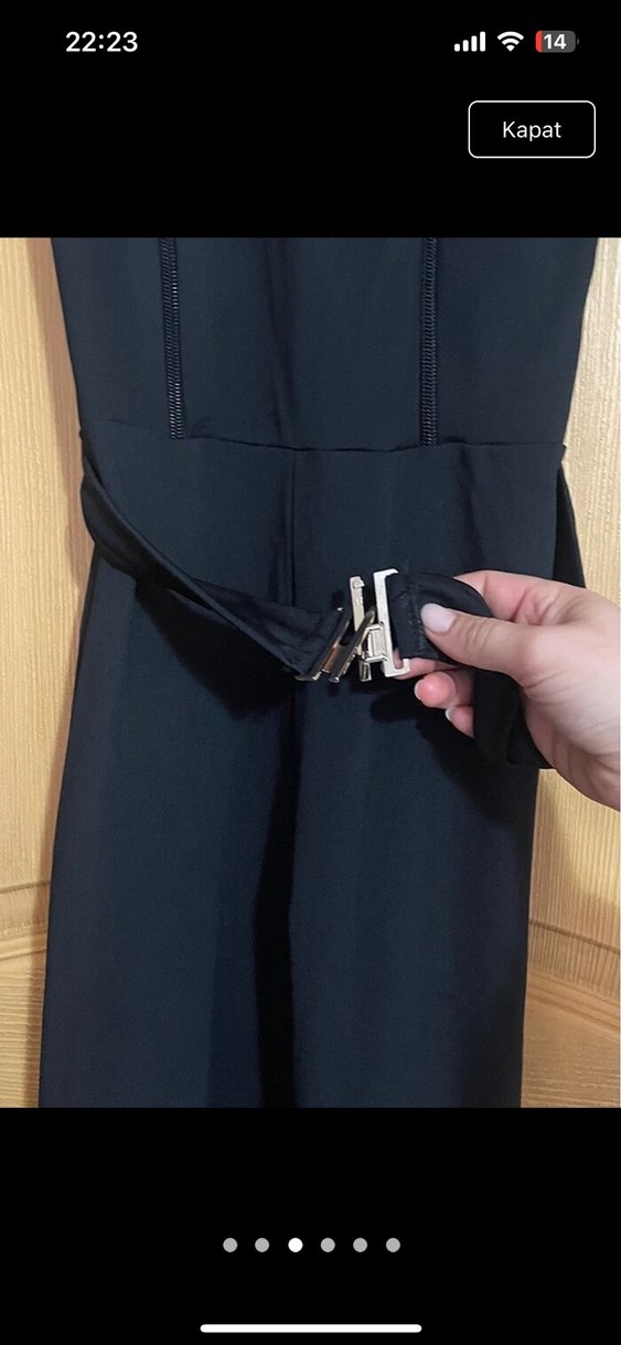 Siyah Uzun Kollu Yüksek Yakalı Kadın Tulum - Görsel 4