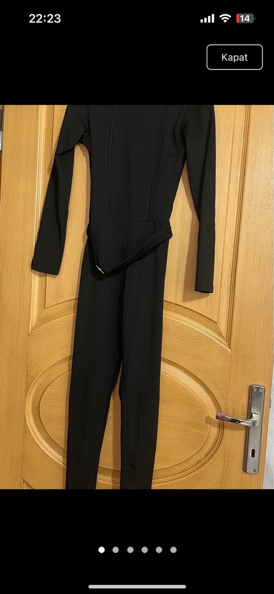 Siyah Uzun Kollu Yüksek Yakalı Kadın Tulum - Görsel 3