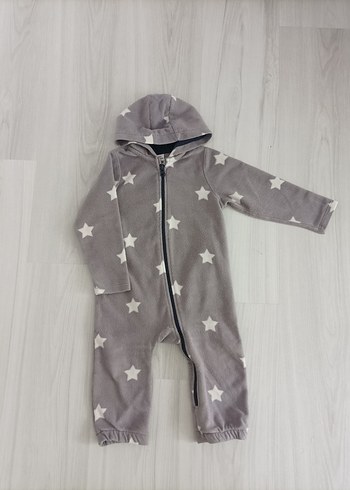 Gri Kapüşonlu Fermuarlı Bebek Tulum - Görsel 5