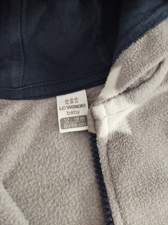 Gri Kapüşonlu Fermuarlı Bebek Tulum - Görsel 2