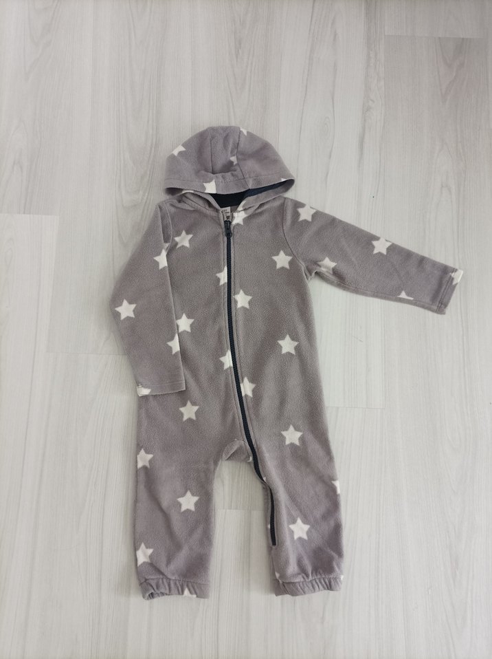 Gri Kapüşonlu Fermuarlı Bebek Tulum - Görsel 5
