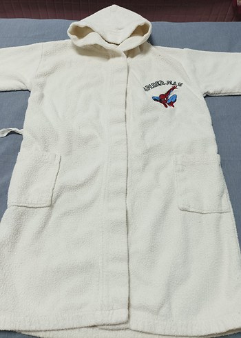 Kapüşonlu Beyaz Çocuk Bornoz - Görsel 7