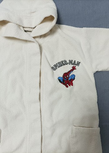 Kapüşonlu Beyaz Çocuk Bornoz - Görsel 6