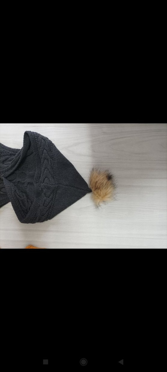 Gri Kapüşonlu Örgü Süveter - Görsel 5