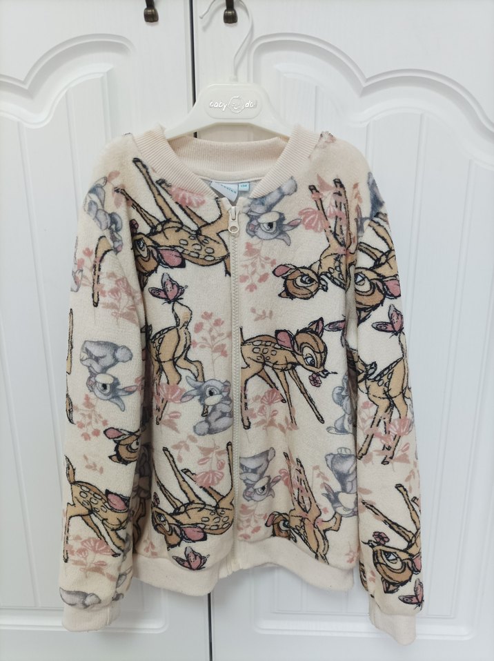 Kız Çocuk Bej Baskılı Peluş Sweatshirt - Görsel 2