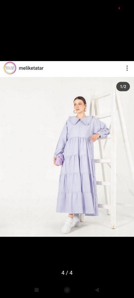 Pembe Volanlı Uzun Keten Elbise - Görsel 2