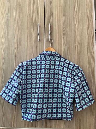 Zara Mavi Desenli Crop