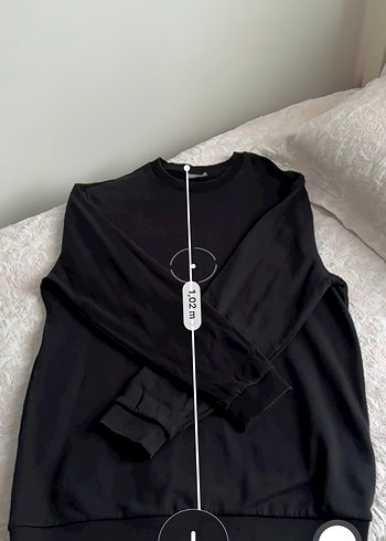 Siyah Kadın Uzun Kollu Salaş Sweatshirt - Görsel 4