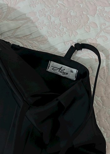 Siyah Pilili Uzun Straplez Kadın Elbise - Görsel 4