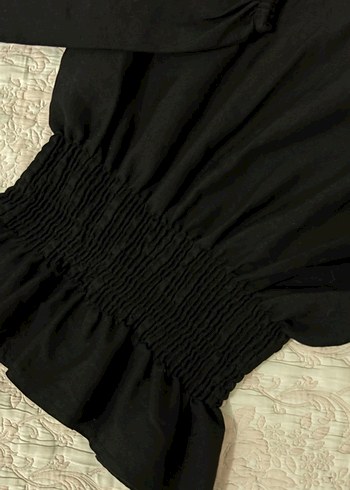 Siyah Uzun Kollu Fırfırlı Kadın Bluz - Görsel 4