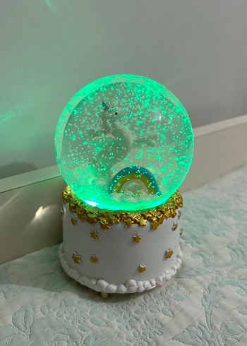 Pastel Renkli Unicorn Kar Küresi Figür - Görsel 3