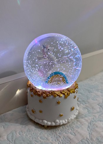 Pastel Renkli Unicorn Kar Küresi Figür - Görsel 6