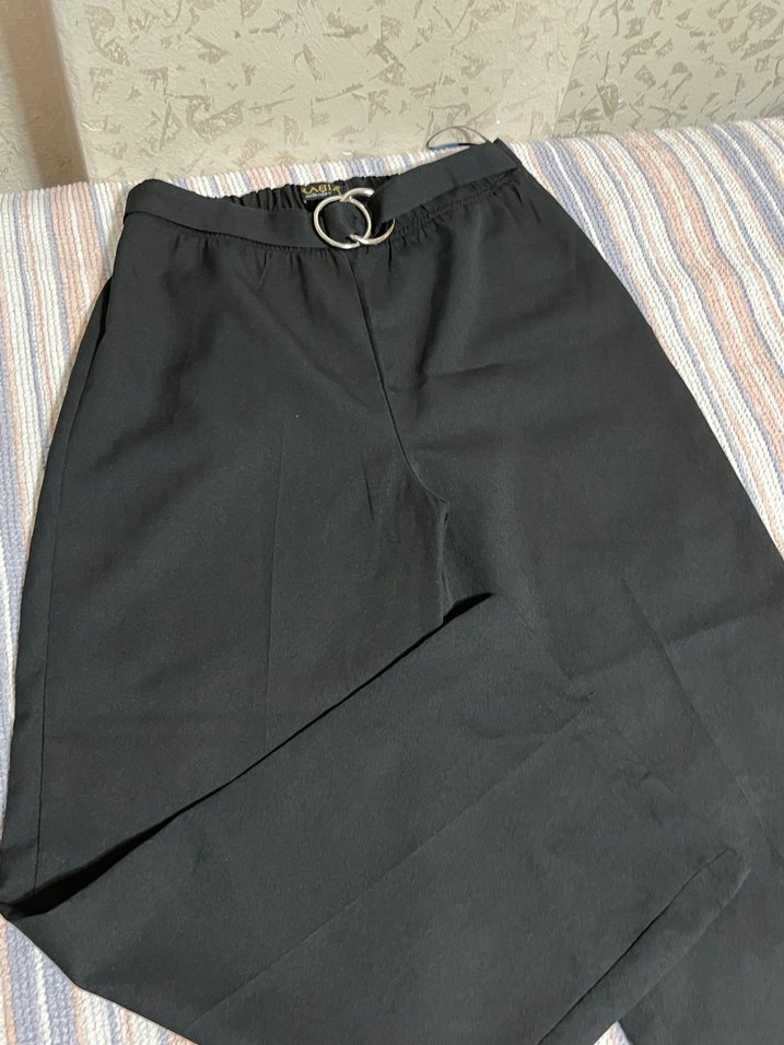 Kadın Siyah Kuşaklı Kumaş Pantolon - Görsel 3