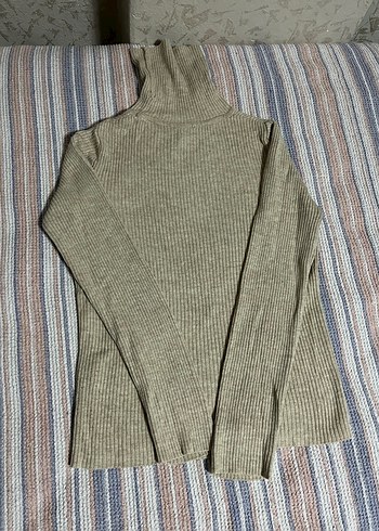 Bej Kadın Triko Boğazlı Kazak - Görsel 2