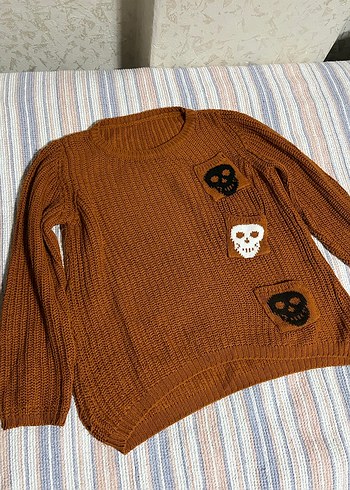 Kahverengi Triko Kadın Kazak - Görsel 2