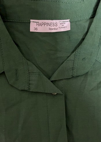 Düğmeli Yeşil Kadın Gömlek - Görsel 3