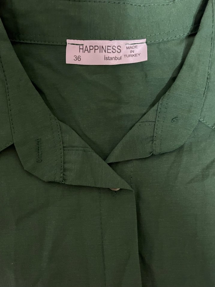 Düğmeli Yeşil Kadın Gömlek - Görsel 3