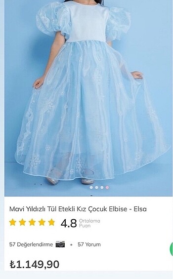 5 Yaş Beden mavi Renk Kız çocuk elsa elbise