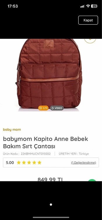 Anne bebek çantası