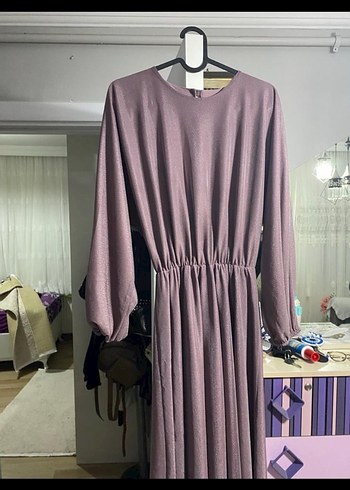 Diğer Drapeli mor simli elbise