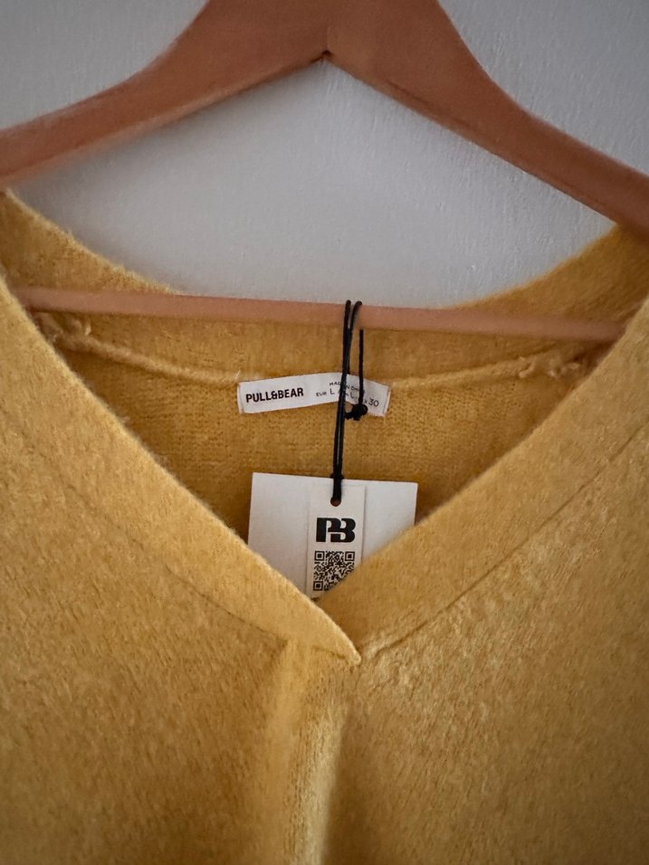 Pull&Bear Sarı V Yaka Örgü Kadın Kazak L beden - Görsel 2