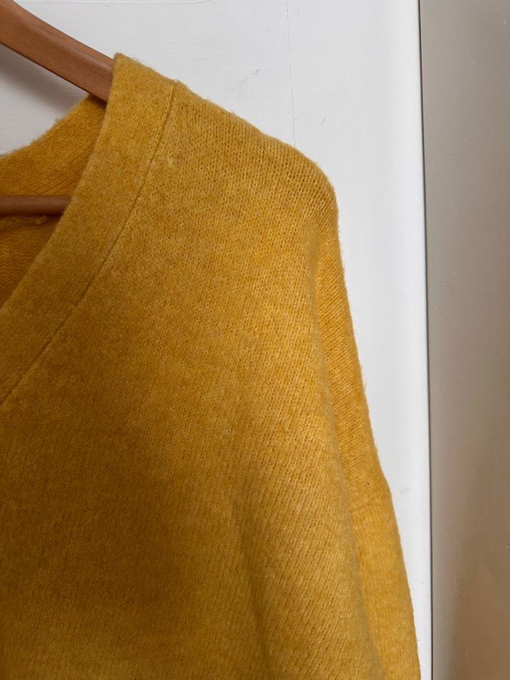 Pull&Bear Sarı V Yaka Örgü Kadın Kazak L beden - Görsel 3