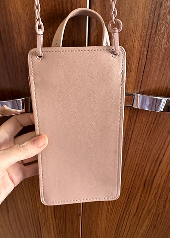 H&M Bej Deri Zincir Detaylı telefon  Çantası - Görsel 2