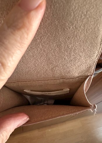H&M Bej Deri Zincir Detaylı telefon  Çantası - Görsel 3