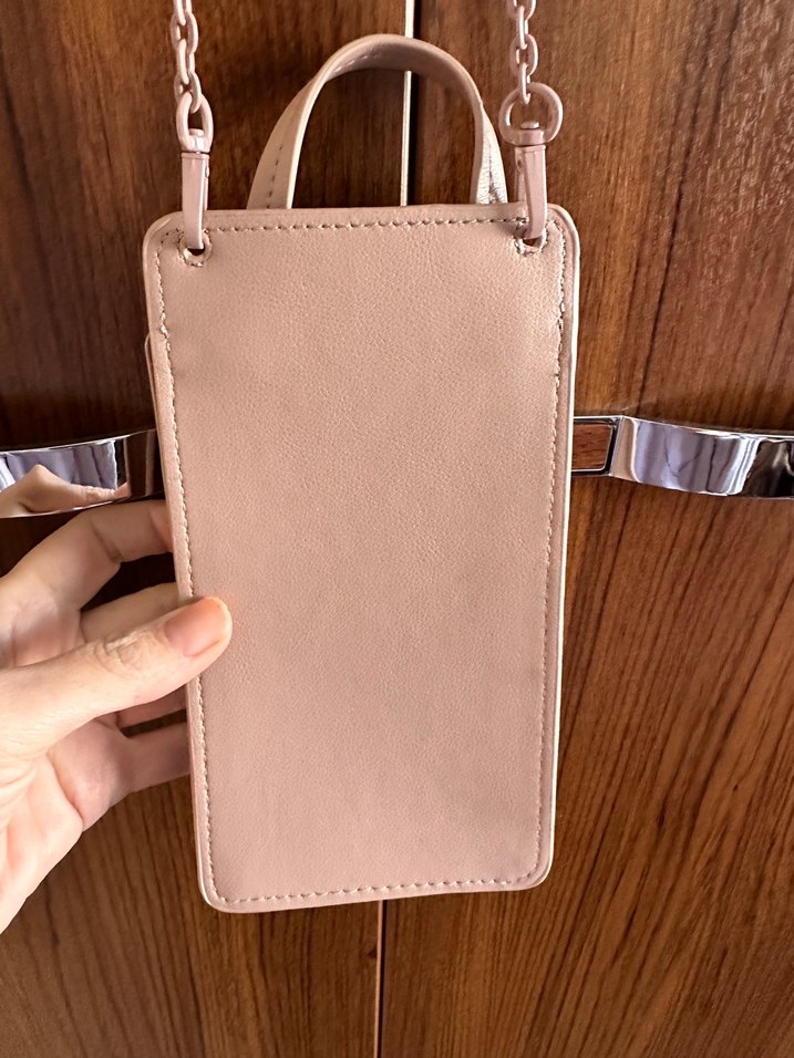 H&M Bej Deri Zincir Detaylı telefon  Çantası - Görsel 2