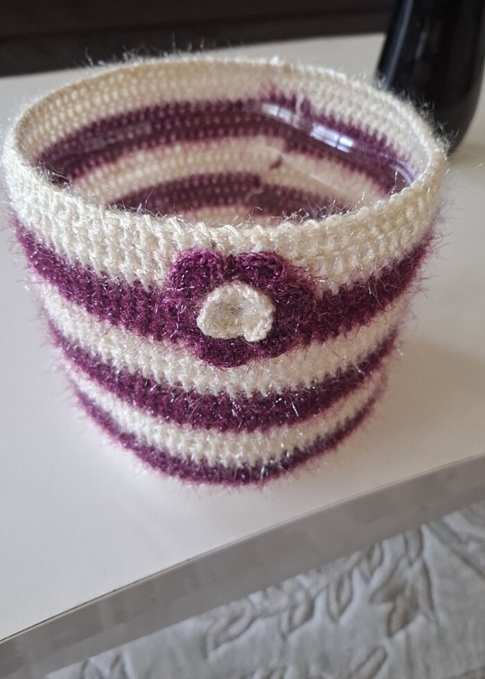 El örgüsü sepet, çok amaçlı kutu, örgü vazo - Görsel 4