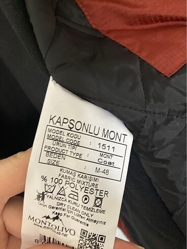 48 Beden siyah Renk YENİ KAPAŞONLU UNİSEX MONT