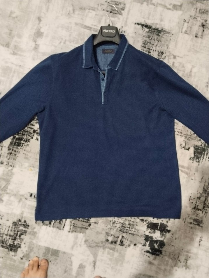 Kiğılı marka Denim Erkek Uzun Kollu Polo yaka sweatshirt - Görsel 5