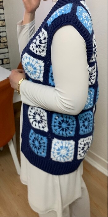 Örgü motif yelek - Görsel 6