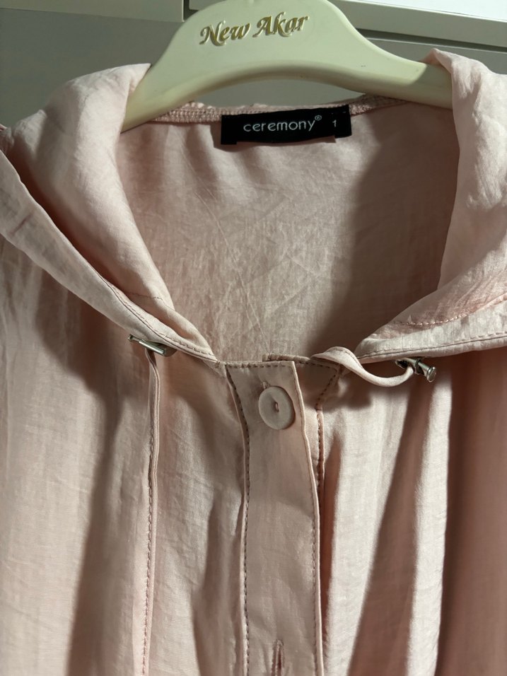 Ceremony marka Pembe Uzun Kadın Salaş Kapüşonlu kap - Görsel 3