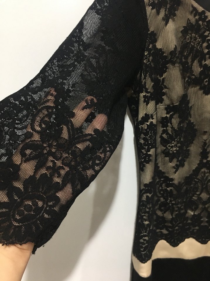 Siyah Dantel İşlemeli Midi Elbise - Görsel 3
