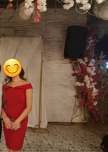 Abiye Kırmızı Parlak Midi Elbise