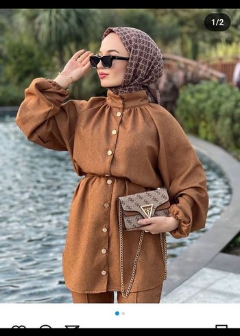 Diğer Camel Renkli Kadın ikili Uzun Kol Takım