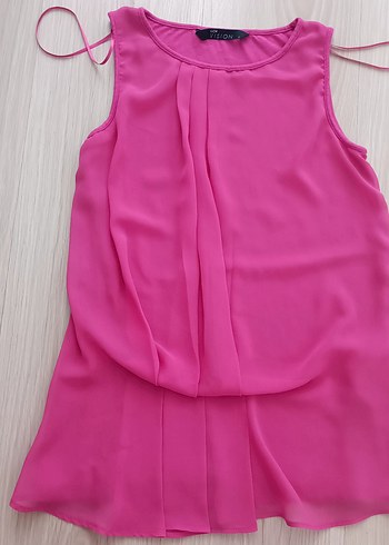 Pembe Kolsuz Drapeli şifon Kadın Bluz