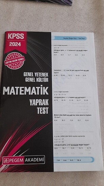 KPSS matematik Pegem yaprak test