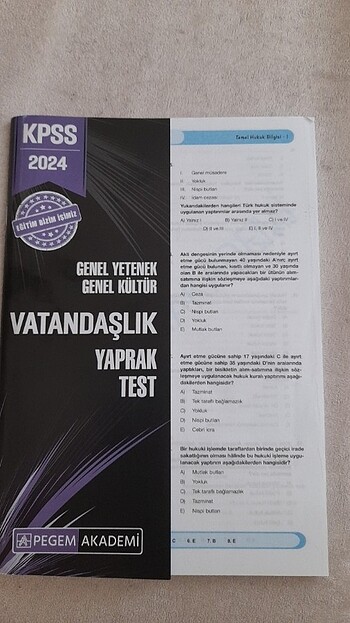 KPSS vatandaşlık Pegem yaprak test