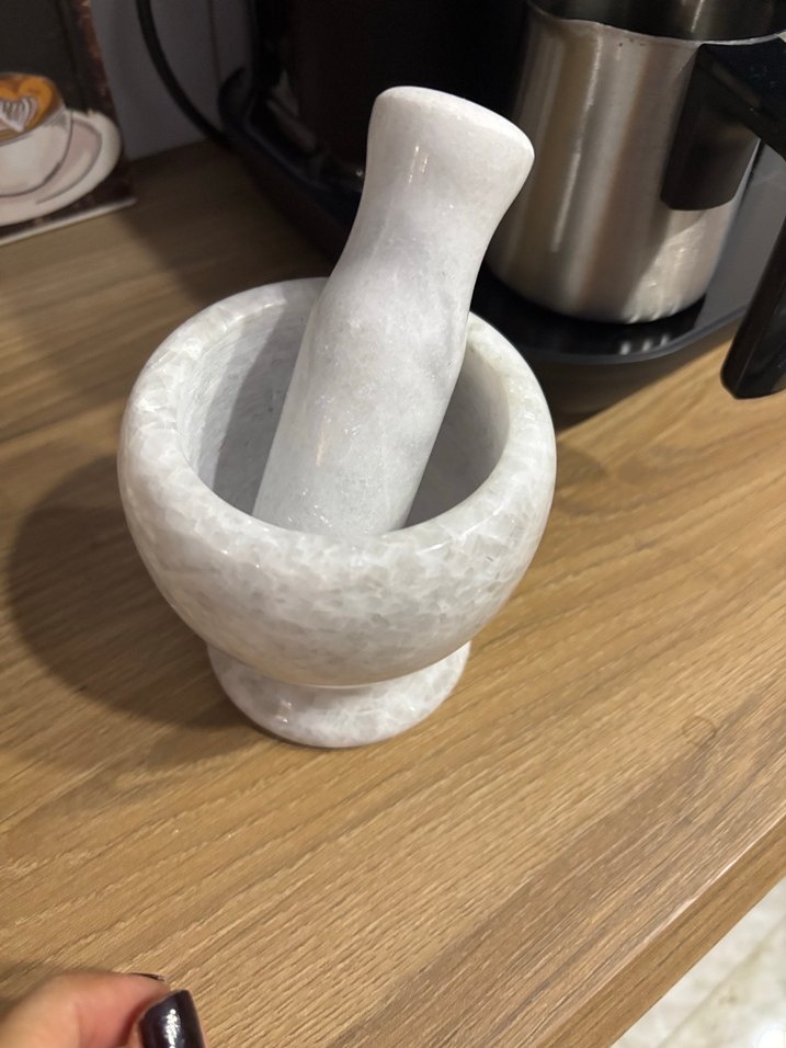 DOĞAL BEYAZ-GRİ MERMER HAVAN - Görsel 4