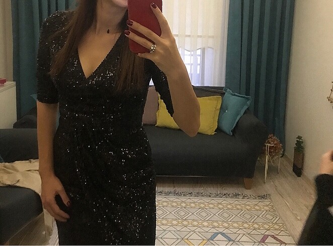 UZUN YARIM KOL FULL PAYET ELBİSE - Görsel 7