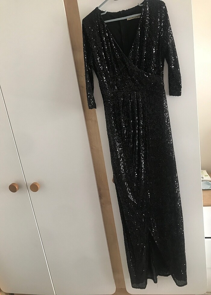 UZUN YARIM KOL FULL PAYET ELBİSE - Görsel 2