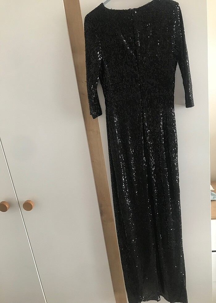 UZUN YARIM KOL FULL PAYET ELBİSE - Görsel 4