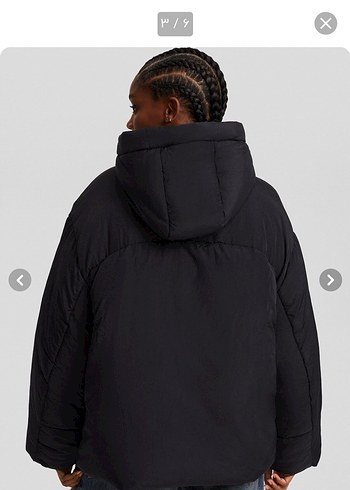 Bershka Siyah Kapüşonlu Kadın Mont