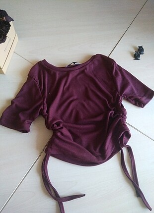 Yanları büzgülü crop