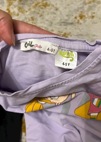 4/5 yaş Kukuli Baskılı Mor tayt ve uzun kollu tişört takım - Görsel 5